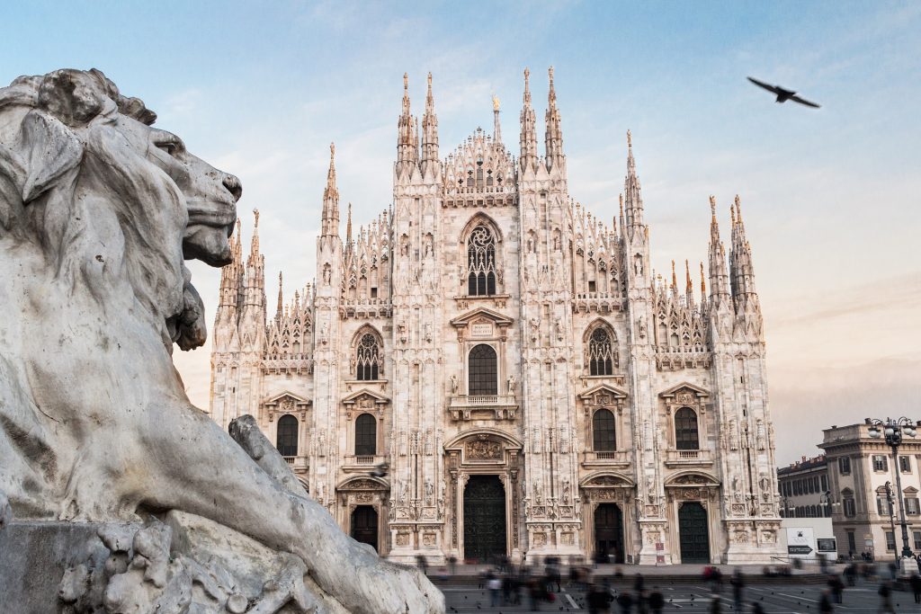 Milan cathedral duomo. italy. european gothic style.